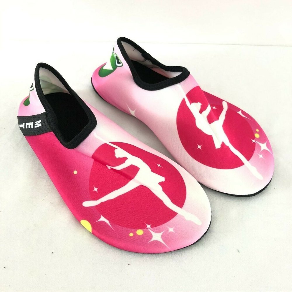 Met Girls Water Shoes Ballerina Frog Slip On Fabric Pink Size 34/35 US 2.5/3